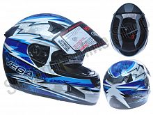 Шлем (интеграл)  HD188  Techno синий/бел. глянцевый    S