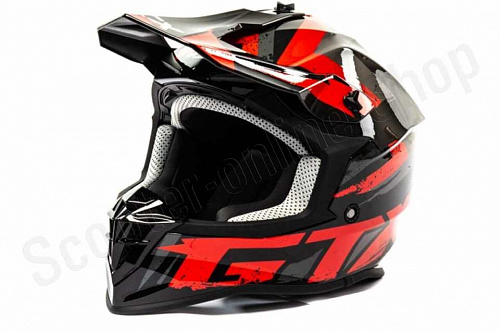 Шлем мото кроссовый GTX 633 (M) #10 BLACK/RED GREY фото фотография изображение картинка