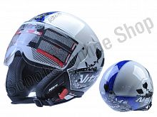 Шлем (открытый со стеклом) Nitro NGJP Romance голубой/белый глянцевый   M