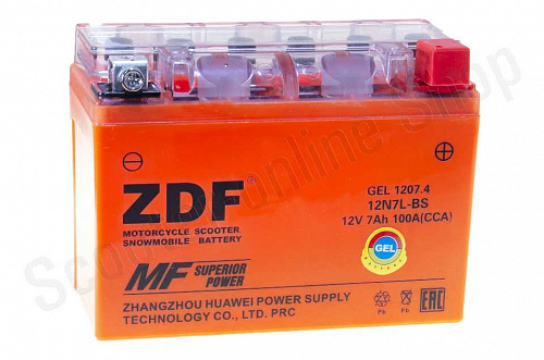 Аккумулятор  1207.4  12N7L-BS  ZDF  GEL 12в 7ач 100А 137х100х65  (обратная) фото фотография изображение картинка