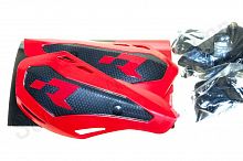 Защита рук двухкомпонентная + крепеж на руль + крепеж на рычаги R-Tech HP-1 красная