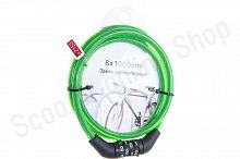 Замок-трос 1000*8мм зелёный, с кодом Pulse