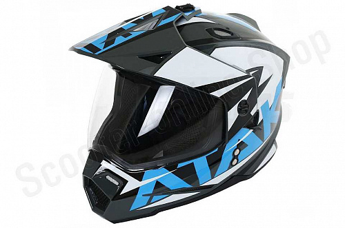 Шлем (мотард) Ataki JK802 Rampage (серый/синий глянцевый, S фото фотография изображение картинка