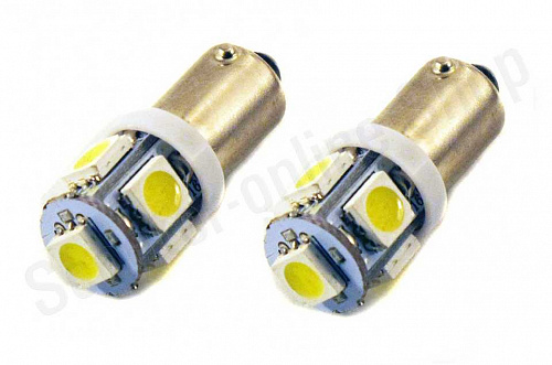 LED лампа (2 ШТ) T4W (BA9S) 5SMD (5050) WHITE, в габариты, подсв. панели прибор., салона фото фотография изображение картинка