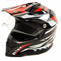Шлем мотард HIZER B6197-1 #2 (L)  black/red/white