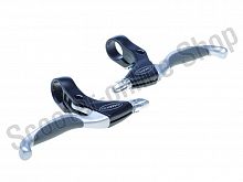 Ручки тормоза V-Brake 4 пальца, алюминиевые кратоновые накладки, черный хомут