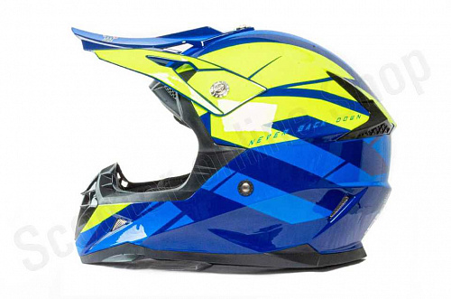 Шлем кроссовый HIZER 915 #6 (M) havy/neon/yellow/blue фото фотография изображение картинка