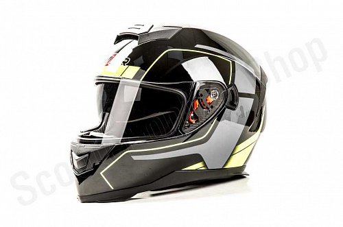 Шлем мото интеграл HIZER J5318 #1 (M)  black/yellow (2 визора) фото фотография изображение картинка