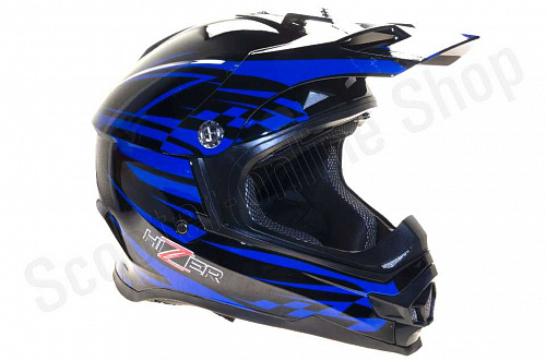 Шлем кроссовый HIZER B6196 (M) #2 black/blue фото фотография изображение картинка