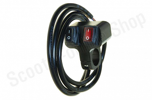 Выключатель влагозащищенный 2229, двухкнопочный, чер и кр кноп, цвет черный