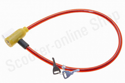 Замок-трос 650*10мм с ключом, зелёный  KL фото фотография изображение картинка