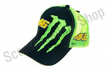 Кепка бейсболка Бейсболка 46 VALENTINO ROSSI AND MONSTER ENERGY черно-зеленая, сетка
