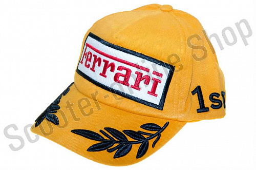 Кепка бейсболка Бейсболка   "FERRARI"   (желтая, 100% хлопок) фото фотография 