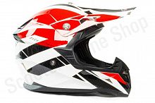 Шлем кроссовый HIZER 915 #9 (L) white/red/black
