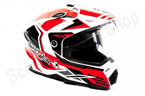 Шлем кроссовый HIZER J6801 (M) #5 white/red фото фотография изображение картинка