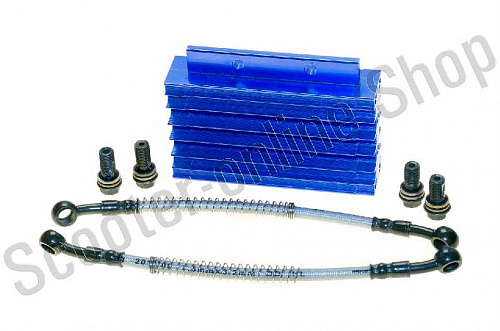 Радиатор для питбайка  со шлангами (синий) CNC фото фотография изображение картинка