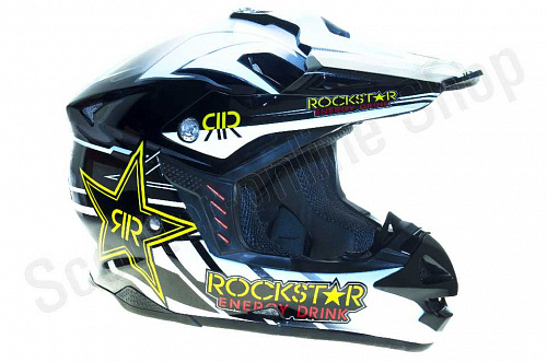 Шлем кроссовый Rockstar М(58) бело-черный фото фотография изображение картинка