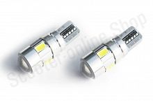 Лампа светодиодная б/ц  W5W (T10) 6SMD (5630) CAN BUS LENS WHITE, в габариты, подс. номера
