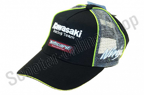 Кепка бейсболка Бейсболка   "KAWASAKI"   (черно-серая, motocard) фото фотография 