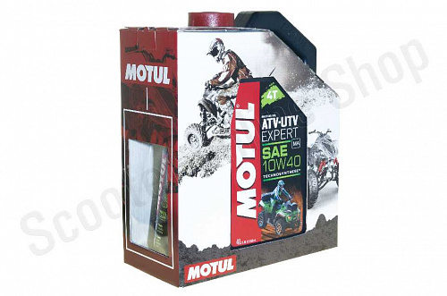 108821 Промо упаковка Motul ATV / UTV Expert 10W40 4L + очиститель рук M4 0.1L  фото фотография изображение картинка