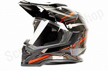 Шлем мото мотард HIZER B6197-1 (M) #5 black/red