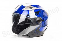 Шлем открытый HIZER B208 #3 (L) blue/black (2 визора)