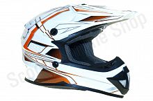 Шлем детский (кроссовый) ATAKI SC-15 Rift оранжевый/белый глянцевый  YM
