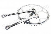 Звезда велосипедная (передняя)   48T   (+2 шатуна L-170мм, под круг, хром)    "YK