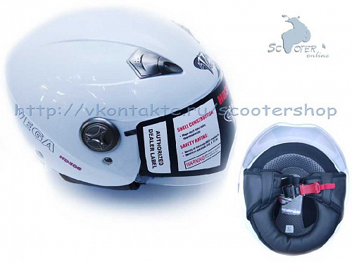 Шлем открытый Vega  Шлем (открытый со стеклом) HD306 Solid белый глянцевый  L фото фотография 
