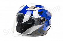 Шлем мото открытый HIZER B208 (S) #3 blue/black (2 визора)