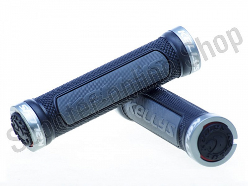 Грипсы KELLYS LOCK-ON GEL синтетика/гель, 130мм с 2 алюминиевыми грипстопами серые фото фотография изображение картинка