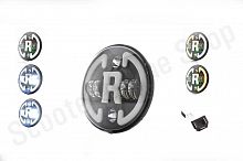 Фара  мото  диодная, круглая, D175, H4, 2 габарита (белый/зелено-желтый), повороты  #C47-9S3