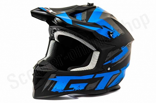 Шлем мото кроссовый GTX 633 (XL) #9 BLACK/BLUE GREY фото фотография изображение картинка