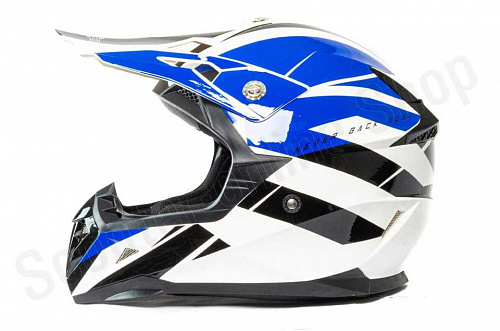 Шлем кроссовый HIZER 915 #8 (M) white/blue/black фото фотография изображение картинка