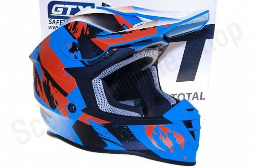 Шлем мото кроссовый GTX 633 (S) #2 BLUE/ORANGE BLACK фото фотография изображение картинка
