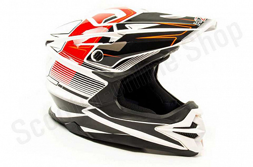 Шлем кроссовый HIZER J6803 (L) #1 WHITE/ORANGE фото фотография изображение картинка