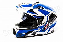 Шлем мото мотард HIZER J6802 (XL) #6 white/blue (2 визора)