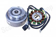 Генератор в сборе + обгонная муфта 166FMM CB250 12 кат. 160W