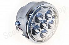 Фара в сборе Alpha Delta круглая хром светодиодная LED (6 SMD) 