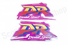 Наклейки бака Suzuki DR250 Розово-Оранжевый