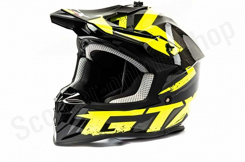 Шлем мото кроссовый GTX 633 (XL) #8 BLACK/FLUO YELLOW GREY фото фотография изображение картинка
