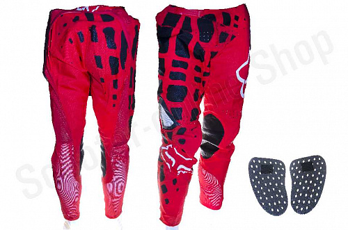 Штаны кроссовые Fox красные с защитными вставками  разм. 36 фото фотография изображение картинка