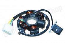 Статор генератора 139FMB 147FMH 152FMH 50-110cc  6 катушек d-83 большая фишка 5 проводов WW0346