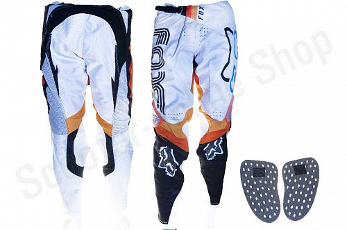 Штаны кроссовые FOX белые/черные с защитными вставками разм. 32 фото фотография изображение картинка