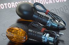 Повороты мини пара стреловидные карбон, желтое стекло E-MARKED