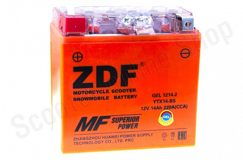Аккумулятор  1214.2  YTX14-BS ZDF GEL Orange   150х145х85 (прямая) фото фотография изображение картинка