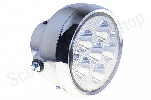 Фара в сборе Delta, Alpha хром круглая светодиодная LED 6 фото фотография изображение картинка Фара в сборе Delta, Alpha хром круглая светодиодная LED 6 фото фотография изображение картинка