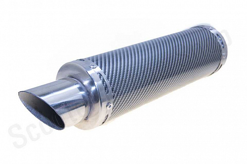 Глушитель (тюнинг) 300*88мм, креп. D-48мм (нержавейка, карбон серый, прямоток, mod:1) Глушитель (тюнинг) 300*88мм, креп. D-48мм (нержавейка, карбон серый, прямоток, mod:1)