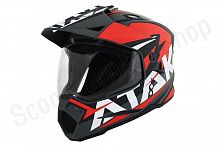 Шлем (мотард) Ataki JK802 Rampage (красный/серый матовый, XL