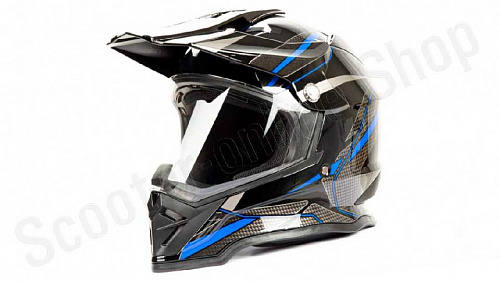 Шлем мото мотард HIZER B6197-1 (M) #6 black/blue фото фотография изображение картинка